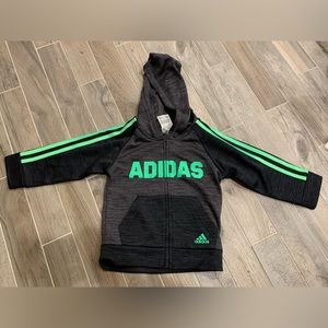 Neon Green Adidas Zipper Up Hoodie Size 2T